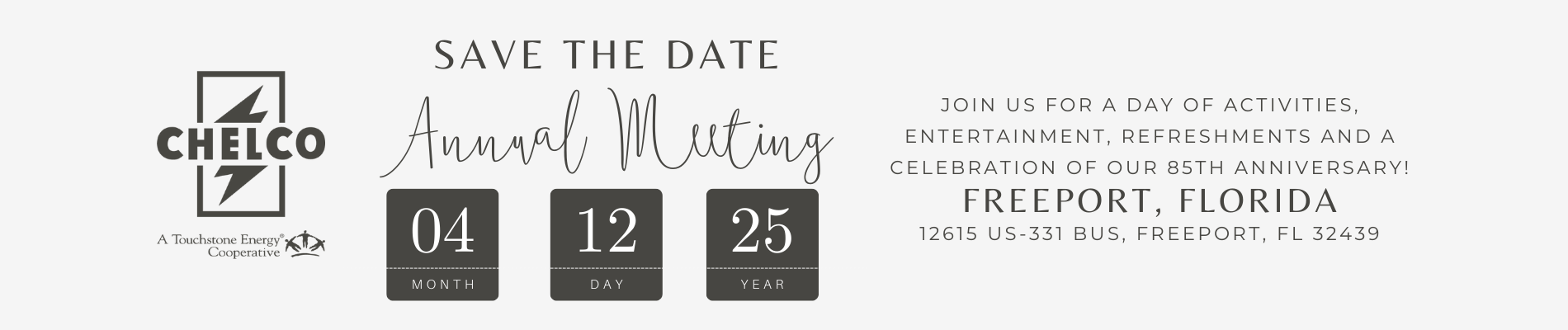 2025 CHELCO Annual Meeting Save The Date