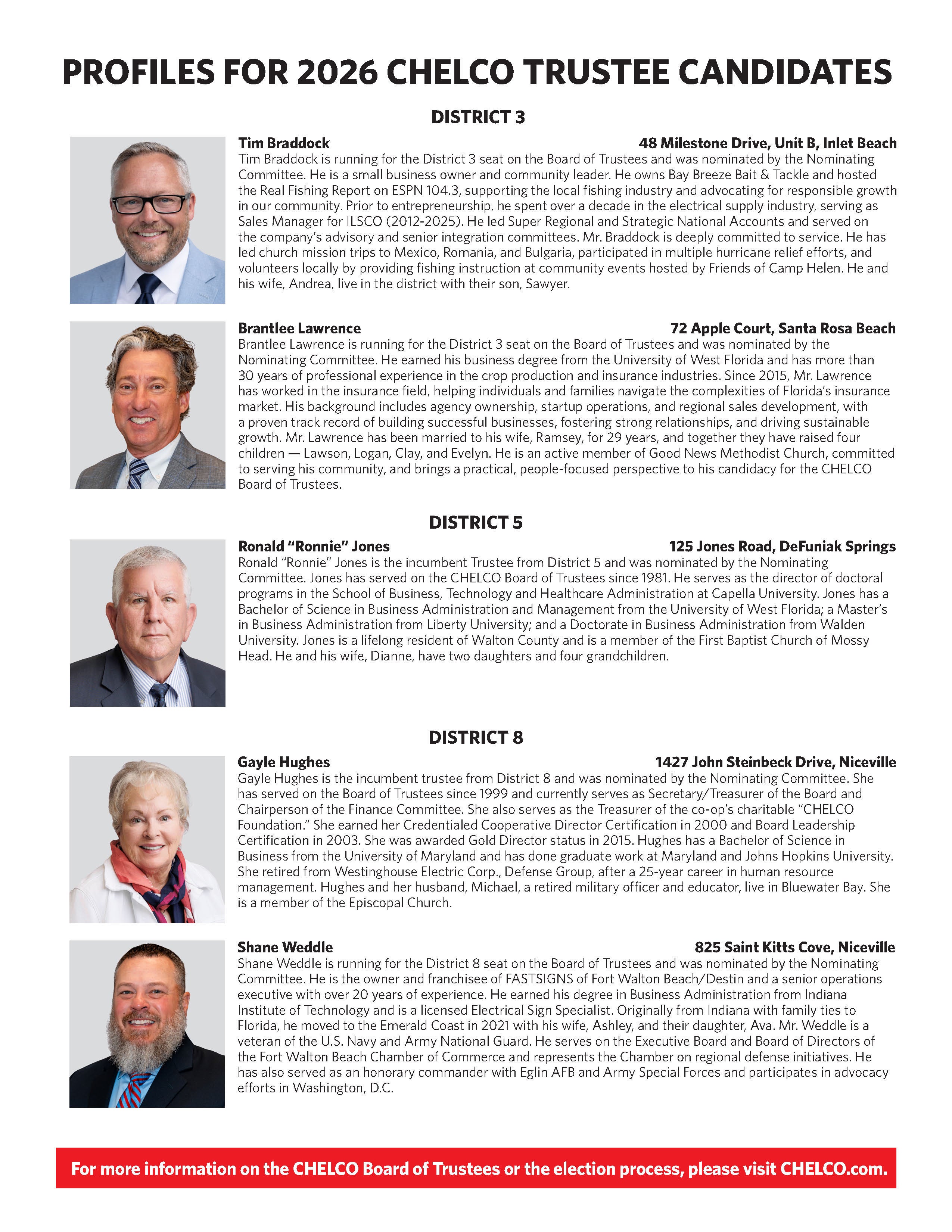 PROFILES FOR 2026 CHELCO TRUSTEE CANDIDATES